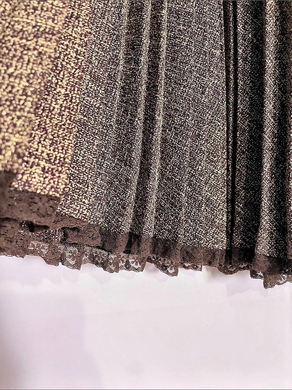 Vintage e-col-o-gie Pleated Sequin Waistline Maxi Skirt in Brown Size 6 - Picture 7 of 10